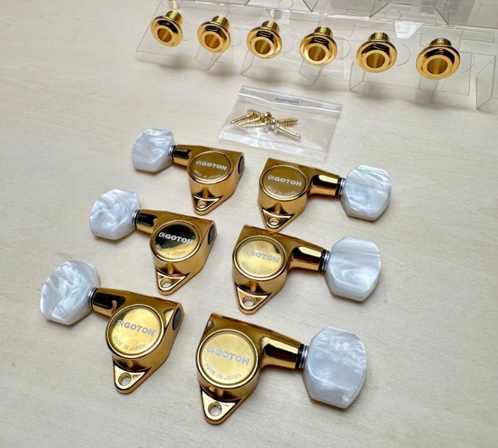 Gotoh SG301-P7G Tuners 3+3 Gold with Pearloid Buttons