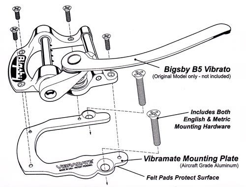 Vibramate V5 Adapter Kit for Bigsby B5 - Nickel