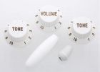 Allparts PK 0178-025 Strat Style Knob Kit - White