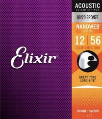 Elixir 11077 Coated Acoustic Guitar Strings 12-56 Light/Medium