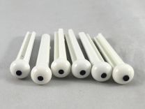 Bridge Pins - Set of 6 - White Plastic with Dot