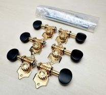 Gotoh SEP780-B5G Slotted Head Tuners 3+3 Gold with Black Buttons