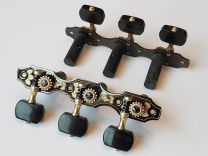 Rubner 9330-EH Deluxe Classical Guitar Tuners Black with Ebony Buttons