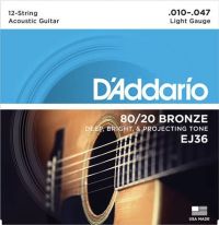 D'Addario EJ36 12-String Acoustic Guitar Strings 10-47